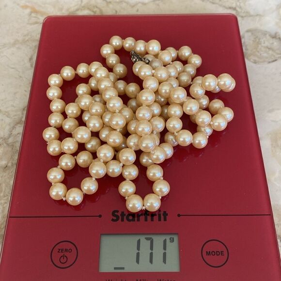 Vintage Majorica Pearls Opera Length Sterling Silver Clasp Rare - Picture 10 of 10